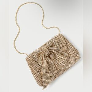 LOEFFLER RANDALL- Jolene Gold Diamanté Bow Clutch